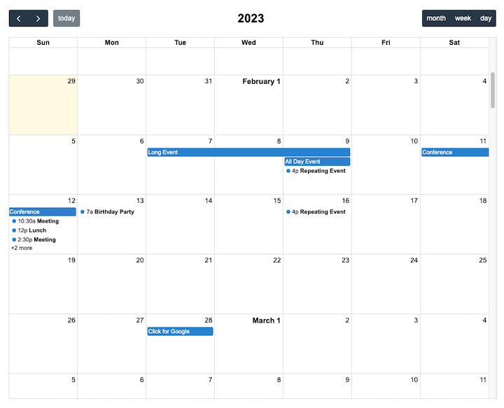 daygridyear