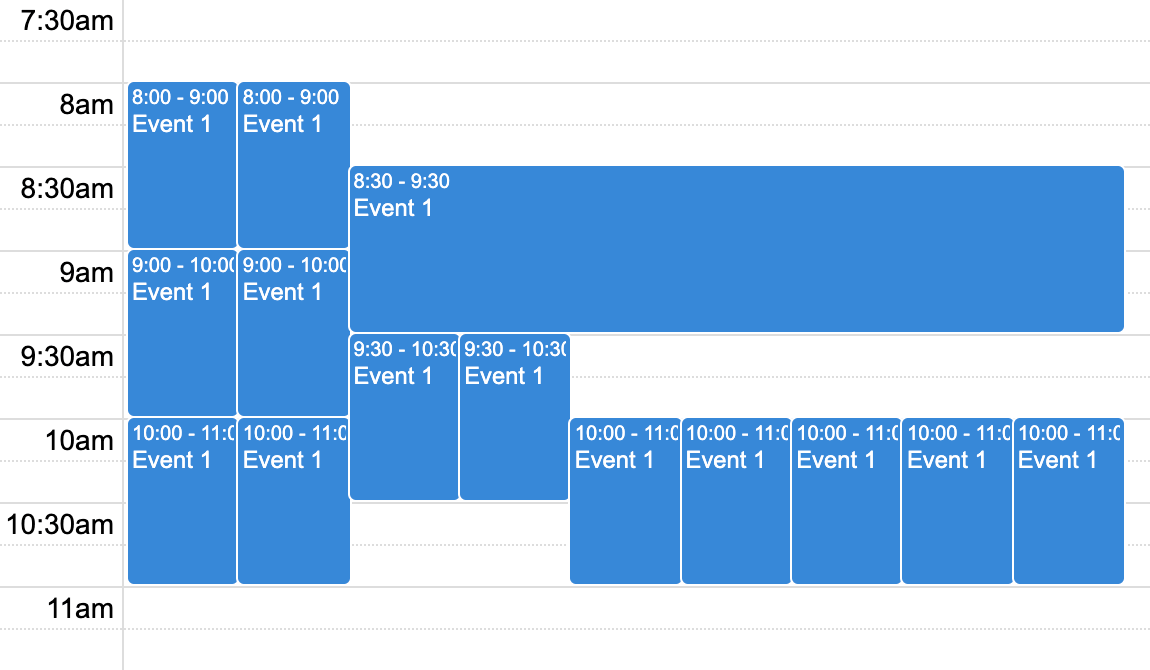 Evenly sized TimeGrid events after version 5.7.0