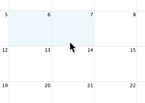 Screenshot: dayClick and selectable dates/times