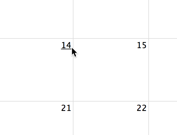 Screenshot: Calendar with navLinks activated