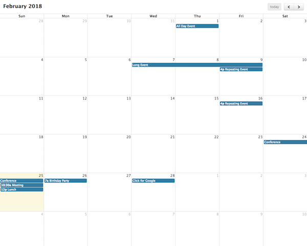 Screenshot: Calendar with full-height