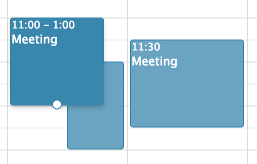 Screenshot: Example of a TimeGrid view event in the selected state